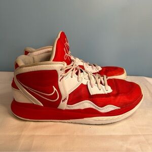 Nike red and white Kyrie Infinity TB University basketball shoes Size 9
